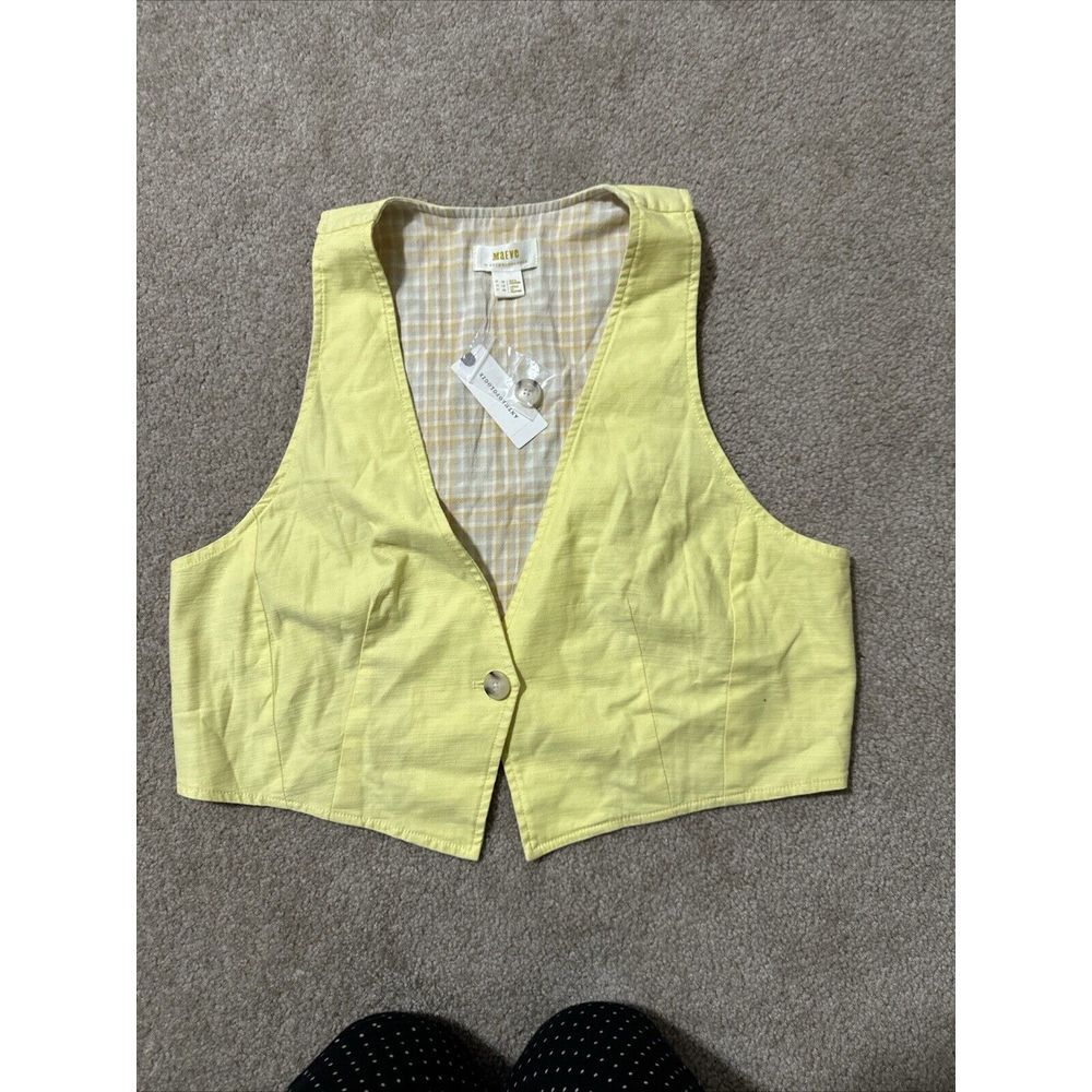Maeve By Anthropologie Button Front Vest Tank Corset Style Linen XL / 14 NWT